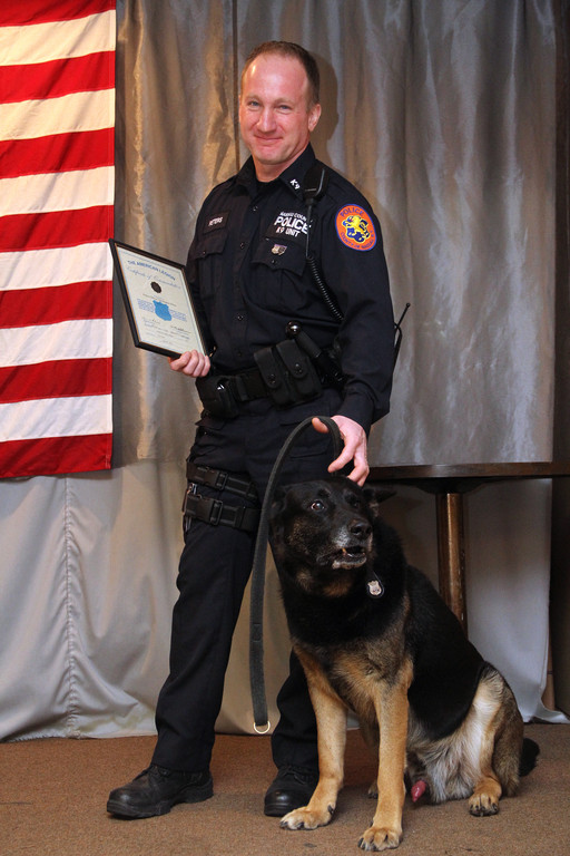 5th Precinct Police officer Christopher Peters and his K-9 partner, Duke, were honored on March 9.