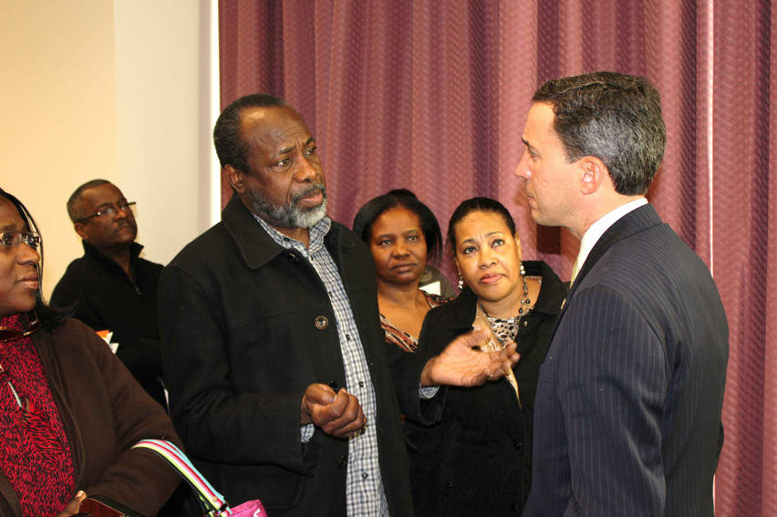 Elmont homeowners discussed foreclosure concerns with Sen. Jack Martins (R-Mineola) on March 10, at a mortgage safety seminar in Elmont, sponsored by Martins.