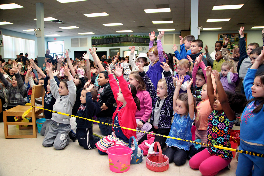 Before heading out to the egg hunt, the children took part in a magic show at Greis Park in Lynbrook.