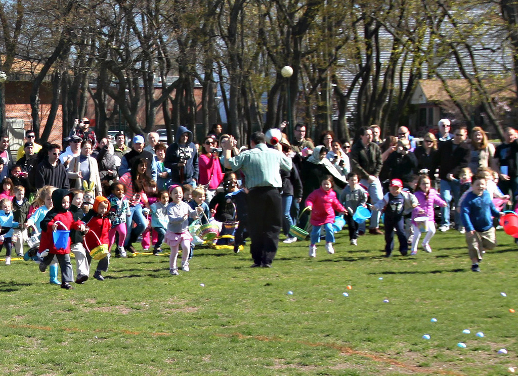 Ready, set, go in Lynbrook's Greis Park for the annual Easter egg hunt.
