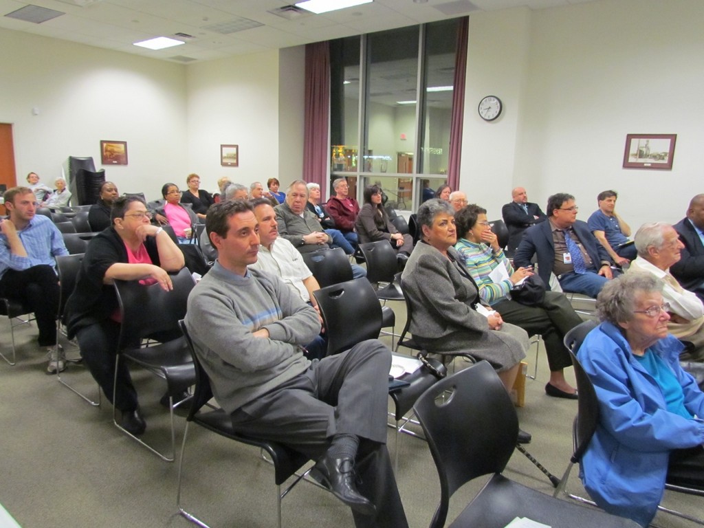 Dozens of local residents attended an Elmont East End Civic Association on April 3 to hear about school district budget proposals for 2012-13.
