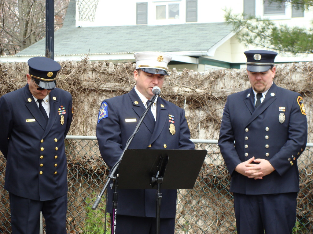 Chief Peter Chojnacki thanked the people who were instrumental in obtaining the new fire vehicles for the East Rockaway Fire Department.