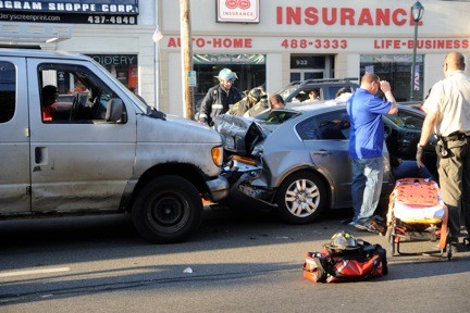 A chain-reaction crash on Hempstead Turnpike in Franklin Square injured seven on April 19, around 6 p.m.