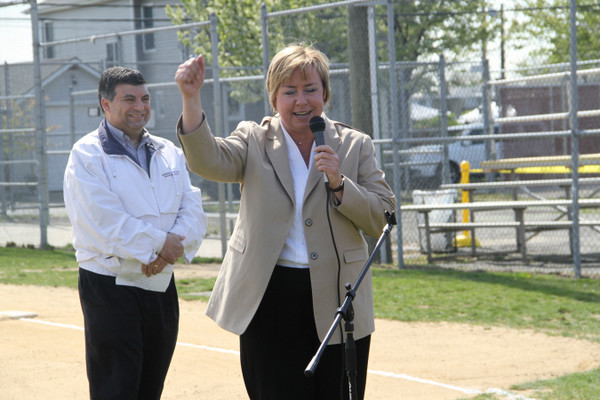 Town Supervisor Kate Murray addressed the East Rockaway Little League players.