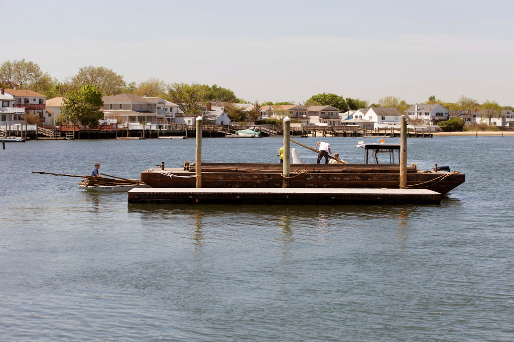 A barge for garbage use was donated by the Town of Hempstead to help clean the beach.