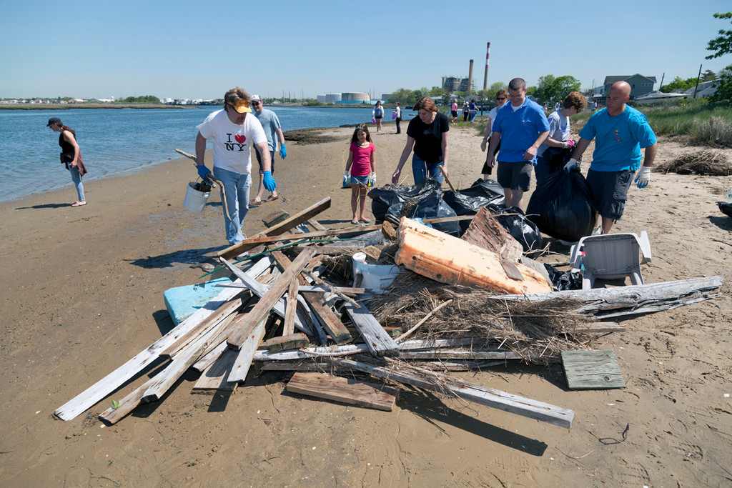 Wood, chairs, plastic and more was but a small portion of the trash that volunteers collected and removed from Masone Beach over the weekend.