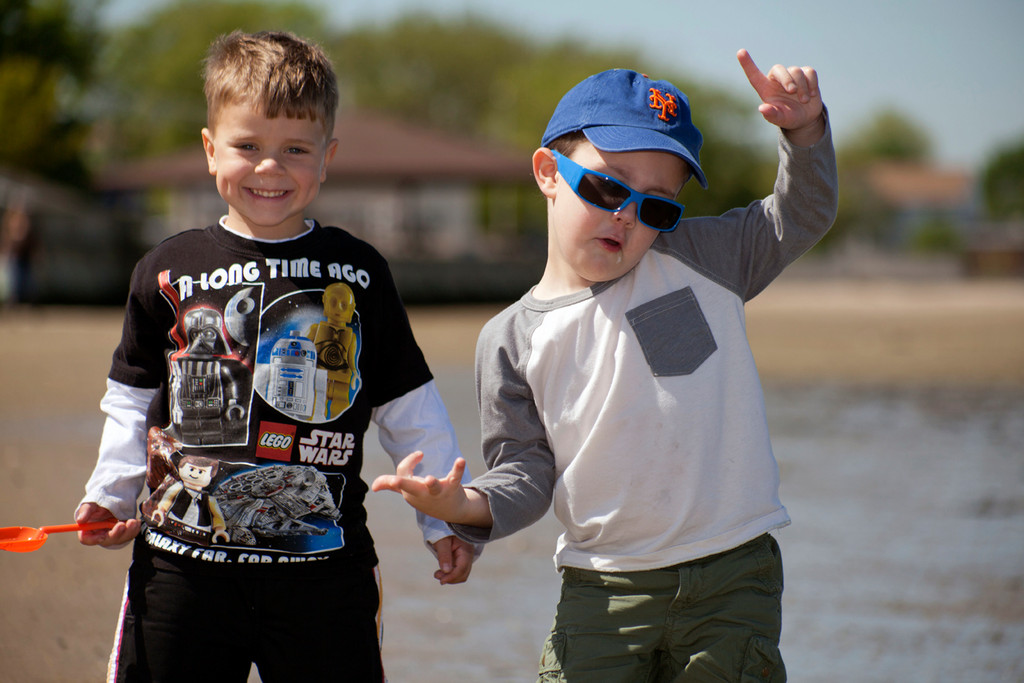Jack Ciccimarro and his buddy Jude Hassett helped keep the moral up at the beach cleanup.