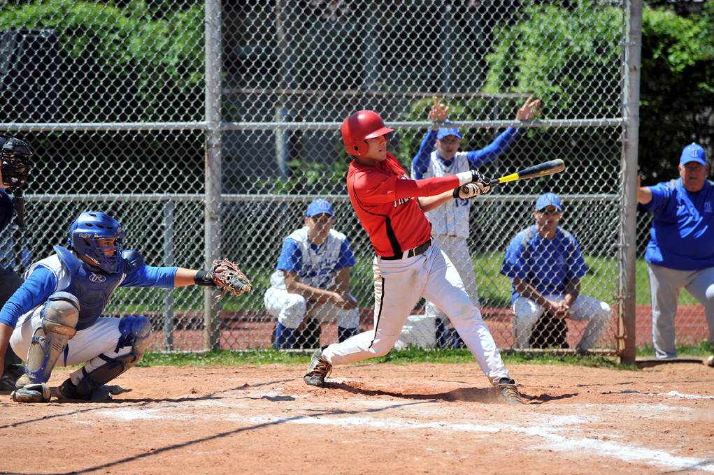 Andrew Castano takes a turn at bat for the South High School Falcons in the May 12 Mayor's Cup game.