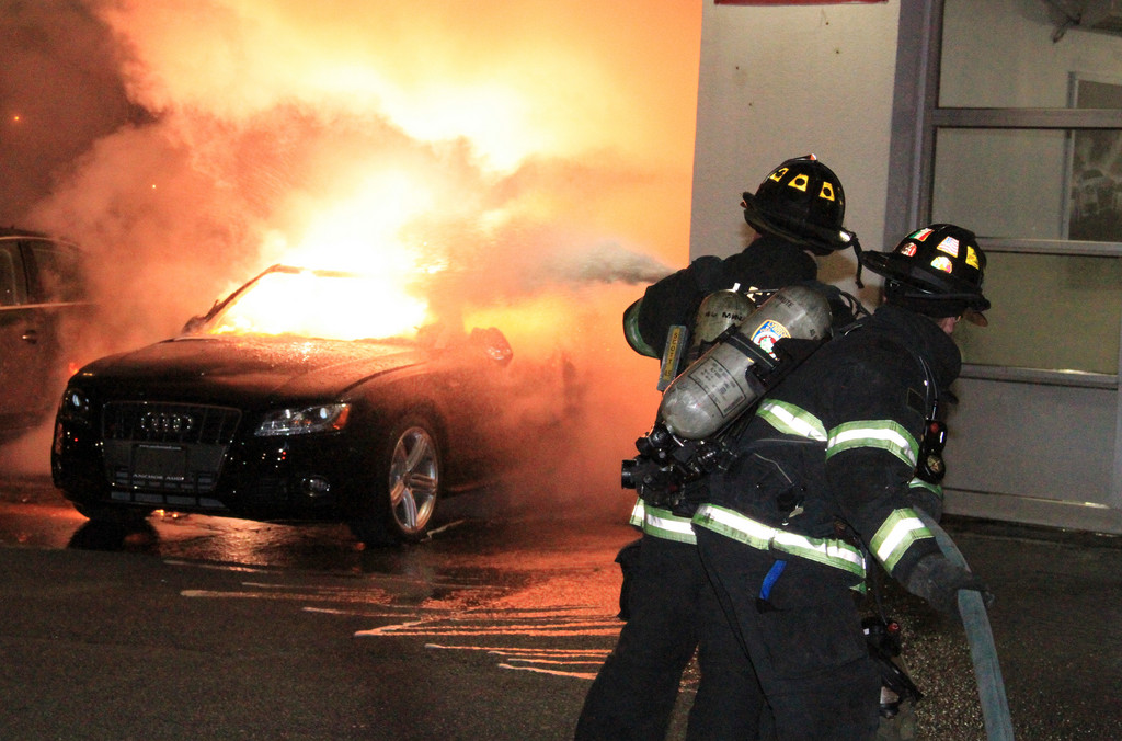 Lynbrook firefighters tackled the blaze at Audi Anchor dealership.