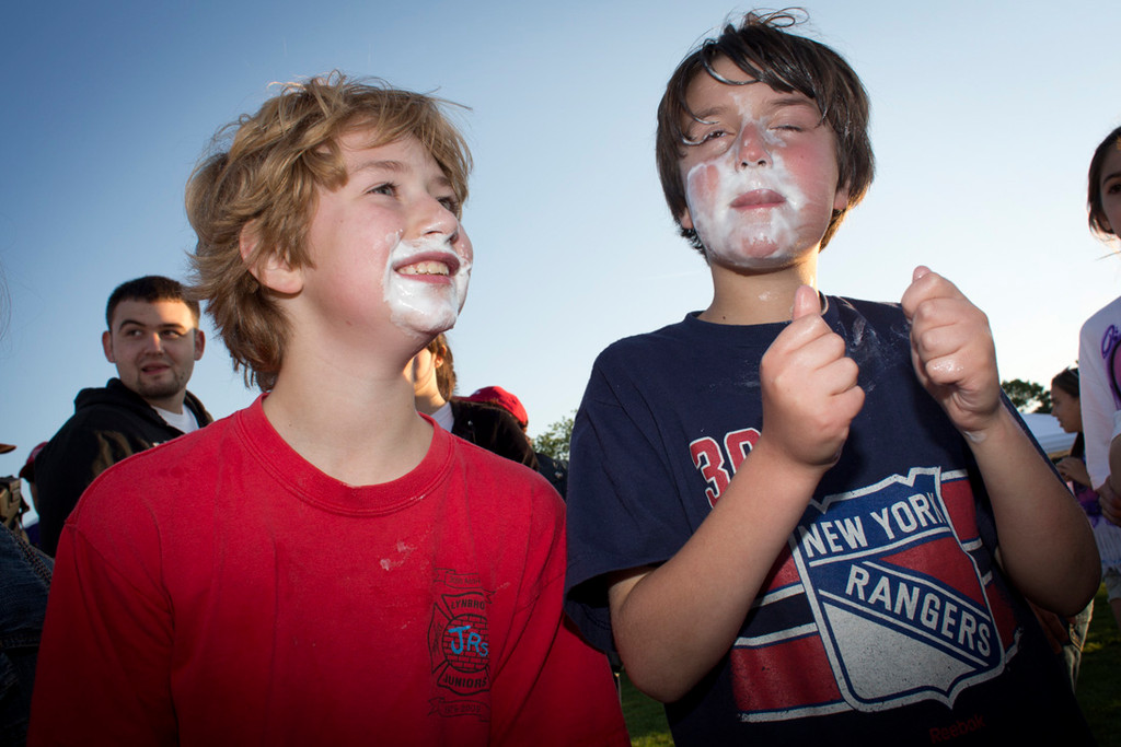 Kelly Straub and Charlie Benami took part in a pie eating contest.