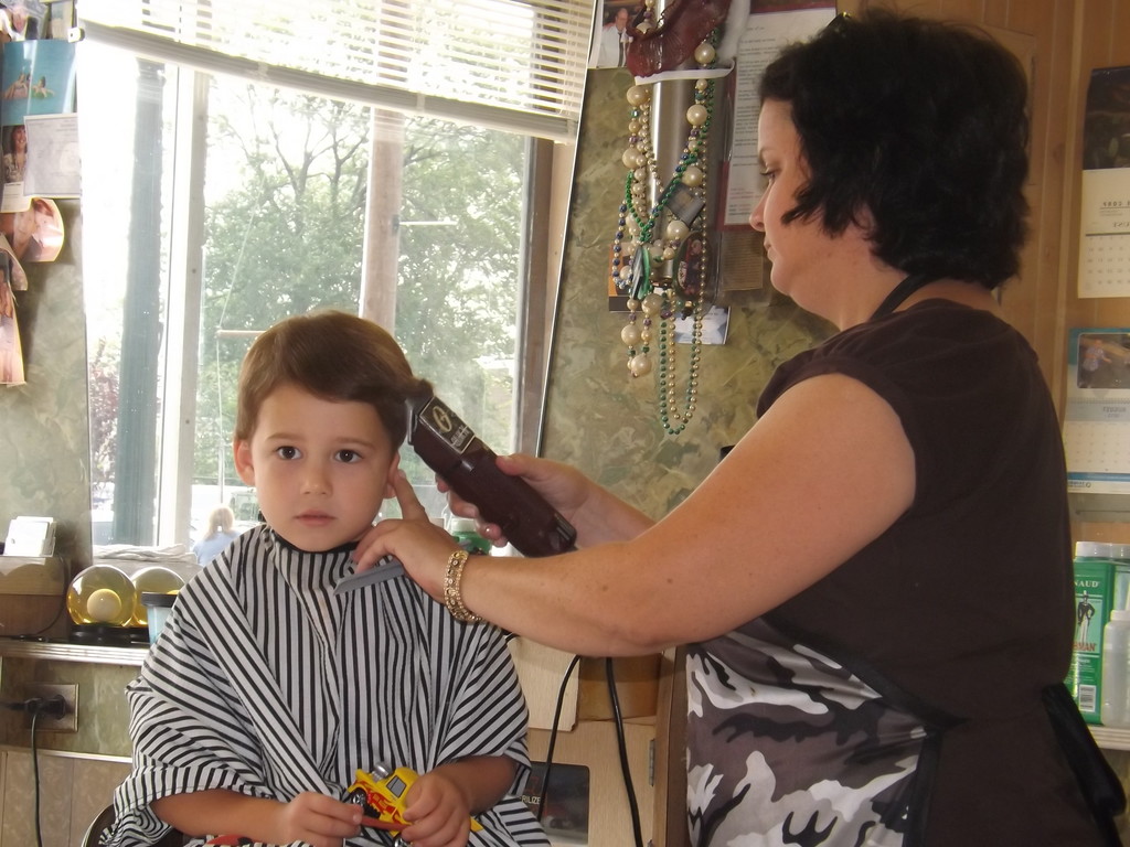 Tyler paige, 4, of Lynbrook, went to Eddie’s for his back-to-school haircut.