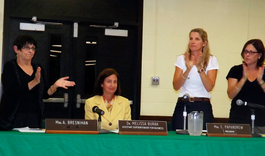 Brian Croce/Herald
Dr. Melissa Burak was introduced as Lynbrook School District’s interim superintendent at a special meeting on Sept. 5. The Board of Education is currently seeking a new superintendent following the death of Dr. Santo Barbarino in late August.