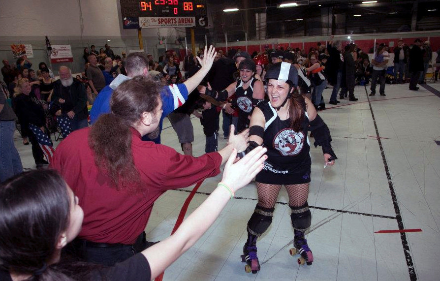 Mean Frostine greeted enthusiastic fans at a bout in Worcester, Mass.