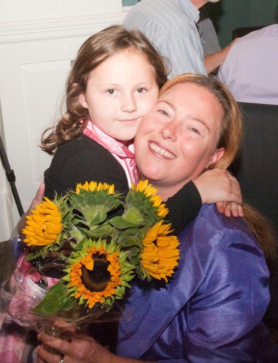 Theresa Gaffney got a hug from her daughter Courtney, 6.