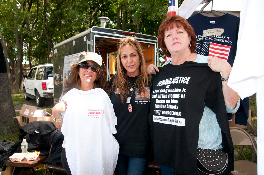 Mary Musto, Marina Buckley, Mary Liz Grosseto manned a table in Greis park in honor of Lt. Cpl. Gregory T. Buckley, Jr.