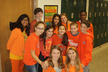 On Unity Day at Lynbrook North Middle School, students dressed in orange to show their solidarity and willingness to end bullying.