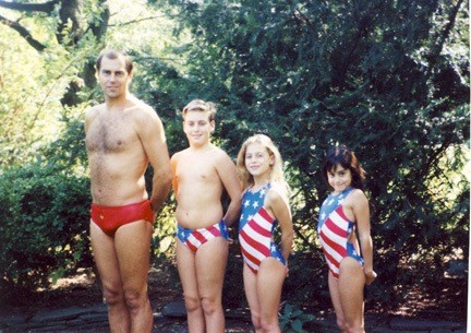 Saint-Amour and her family have always shared a love of swimming. RC, at right, pictured here in a 1992 photo, eventually swam the English Channel in 2009 with her dad, Craig, left, and sister, Melissa. Also pictured is RC’s brother, Scott.
