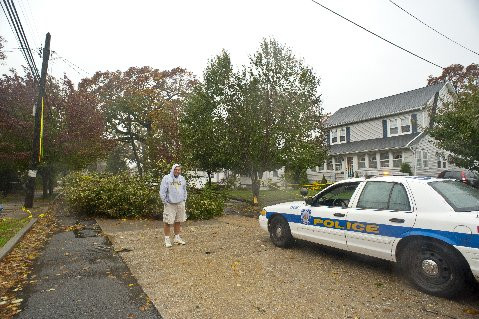 Tree down at the Lores home on Vincent Ave. in Lynbrook.