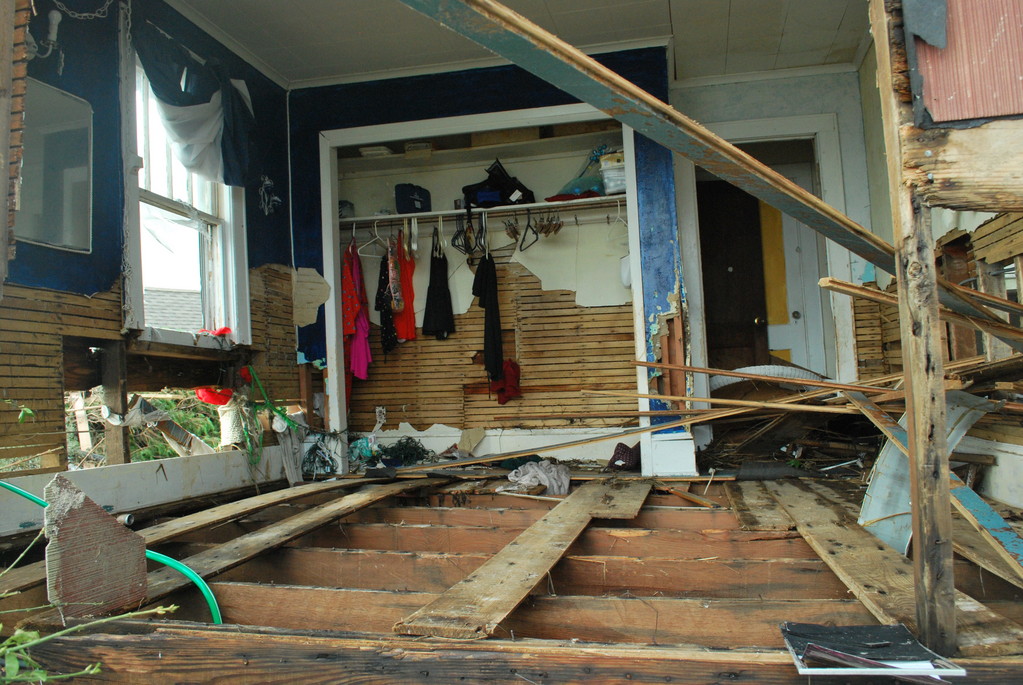 The wall was missing from this house in Baldwin Harbor.