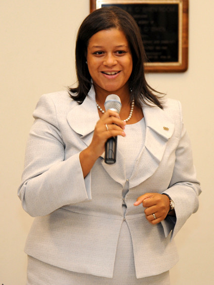Michaelle Solages, speaking at the Aug. 30 primary debate, was the winner for the new 22nd Assembly District seat on Election Day.