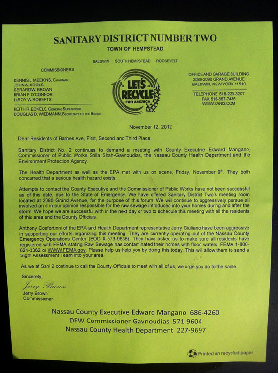 This letter was widely distributed by Jerry Brown of Sanitation District Two.