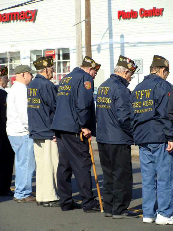 Veterans lined the Memorial on Main Street.