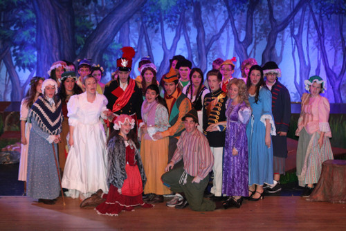 The full company joined together on the stage for the Act One finale of Lynbrook High School’s production of “Into the Woods.”