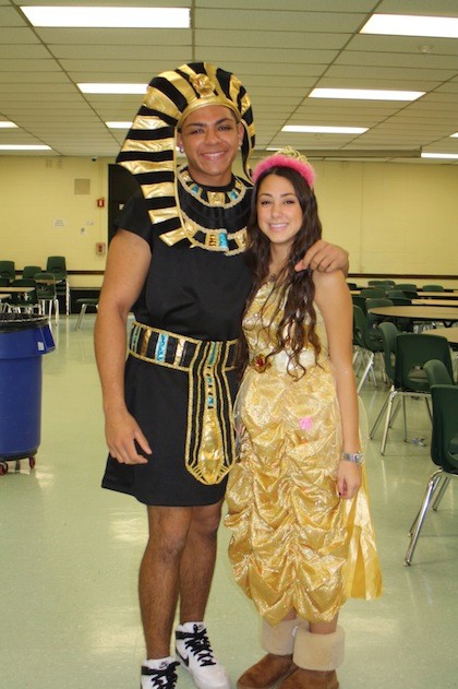 Courtesy Rosemary Leonetti, Syntax
Jeremy Tamayo and Anna Perlstein were two Lynbrook High School students who wore costumes to school on Nov. 21 to help raise money for the Leadership/Key Club’s Hurricane Sandy relief efforts.