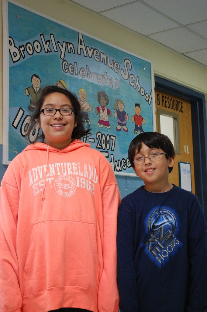 Hope and A.J. Rodriguez attend Brooklyn Avenue School in Valley Stream after being displaced from their Island Park home and schools by Hurricane Sandy.