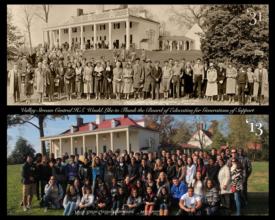 These two pictures, featuring Central High School’s classes of 1931 and 2013, were taken in Mount Vernon, Va. more than 80 years apart.