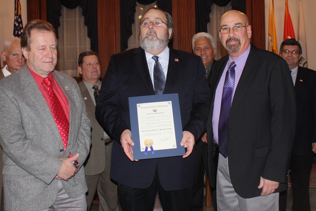 Rockville Centre Mayor Francis Murray was recognized for his community's help after the storm.