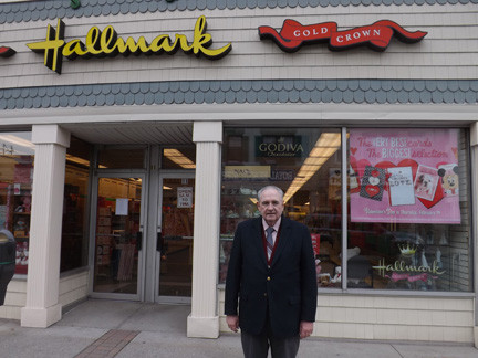 Bill Gaylor, pictured here in front of his shop, The Lyn Gift Shop, recently completed his term as Lynbrook Chamber of Commerce president.