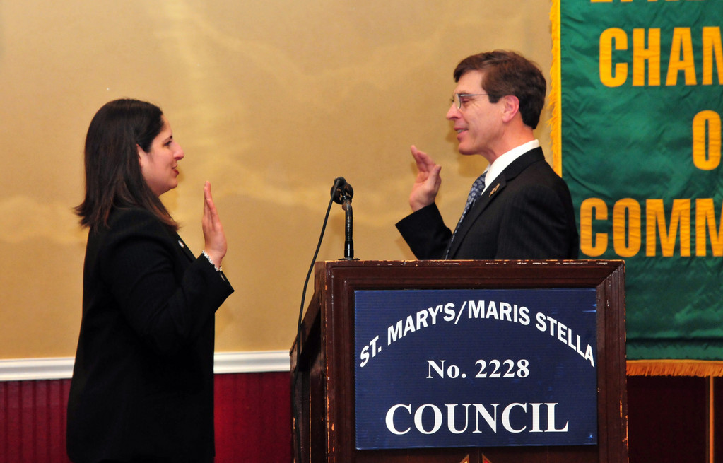 Denise Rogers was sworn in as Chamber president by Lynbrook Deputy Mayor Alan Beach.