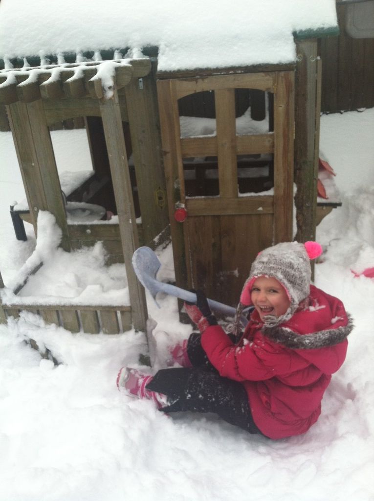 Hannah Wallach, 5, digs out her clubhouse in Gibson.