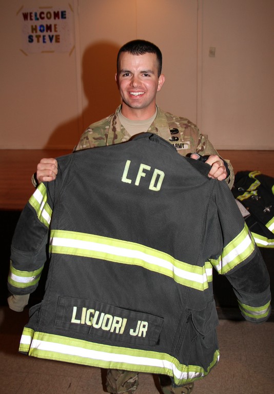 Liguori was reunited with his turnout coat at the party.