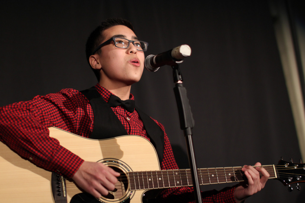 Freshman Jonathan Cuevas sang and played the guitar during “I’ve Got This Friend,” which was a duet with Elaine Chen.
