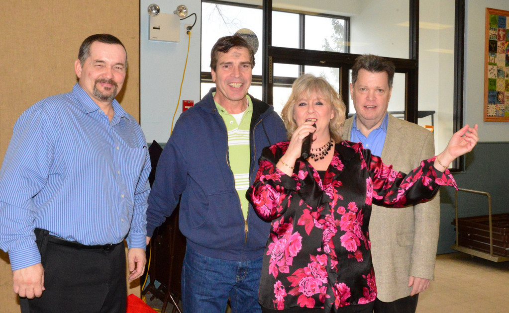 SIlly Love songs? Recreation Director Pat McDermott, Deputy Mayor Alan Beach, and Mayor Bill Hendrick joined Mary Malloy in singing songs from the heart at the Valentine luncheon.