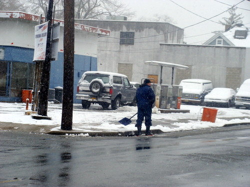 Business owners and residents shoveled their properties.