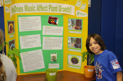 Through his experiment, West End fifth-grader Jimmy Palco of Lynbrook learned that classical music has a more positive effect on plant growth than rock music.