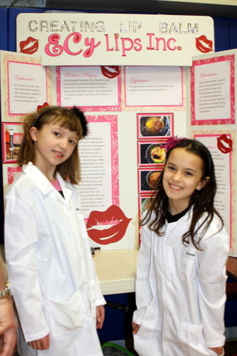 For their science fair experiment, West End fourth-graders Cameron Heuer and Emma Kotkin of Lynbrook experimented with purely organic materials to create a new line of lip balms that proved to be very effective in soothing chapped lips.