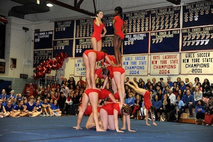 The Red Team towered in the tumbling.