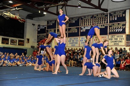 Blue Team’s acrobats rose to the occasion in the tumbling event.