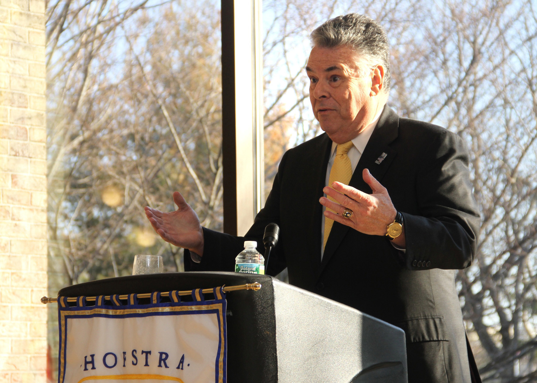 Congressman  Peter King, the keynote speaker at Hofstra University, told the audience that the 11-week delay in Congress set the hurricane reimbursement process back 
“significantly.”