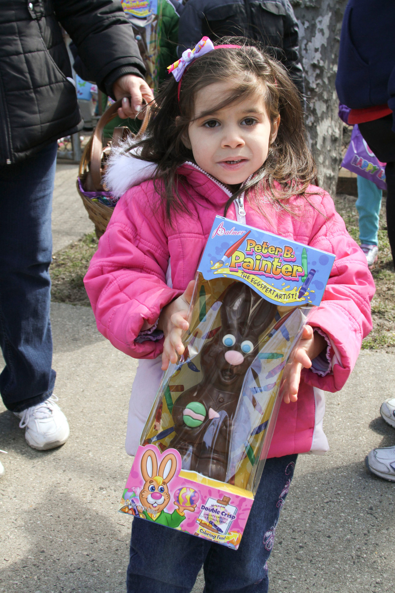 Kayla Sagona, 3, won a giant chocolate rabbit after she found one of the golden eggs.