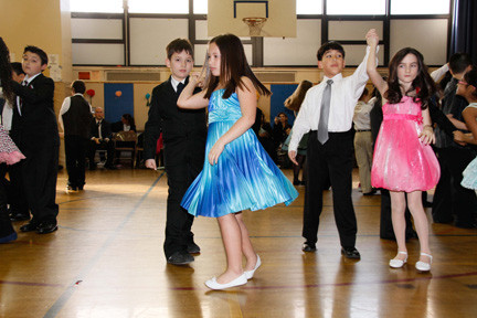 Willow Road School students, from left, Nathan Djokic, Jillian Cosme, Matthew Leo and Morgan Coyle showed off their ballroom dancing skills.