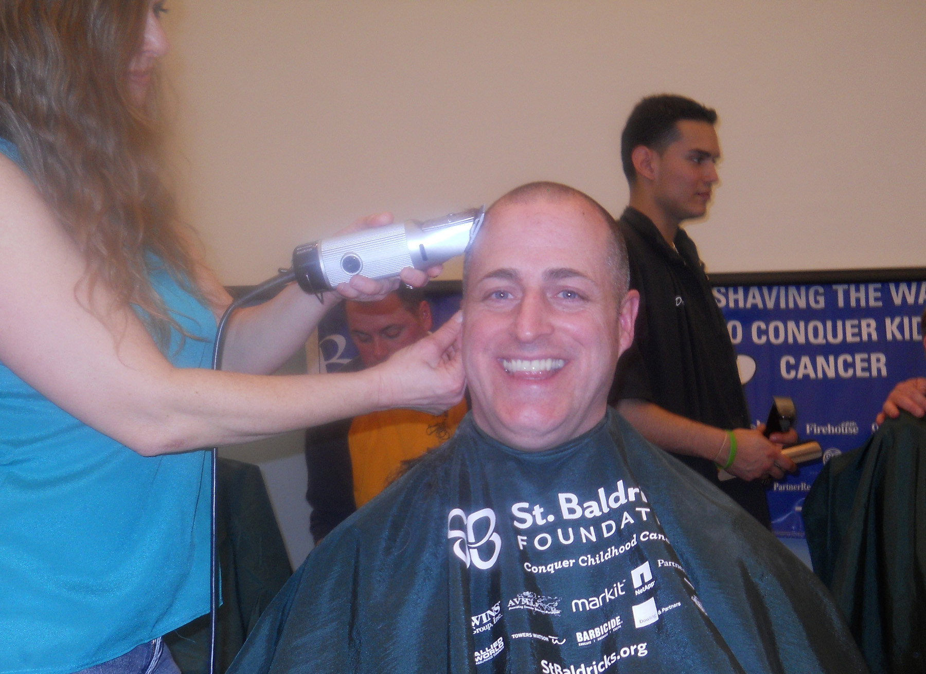 Assemblyman Brian Curran shaved his during the St. Baldrick’s charity event held in Rockville Centre.