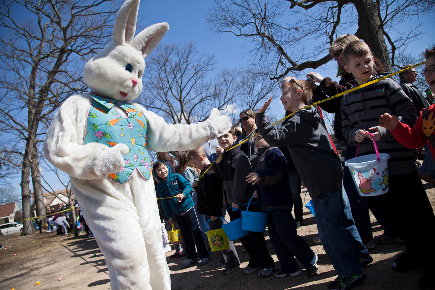 THE EASTER BUNNY made an appearance at the Easter Egg Hunt in East Rockaway.