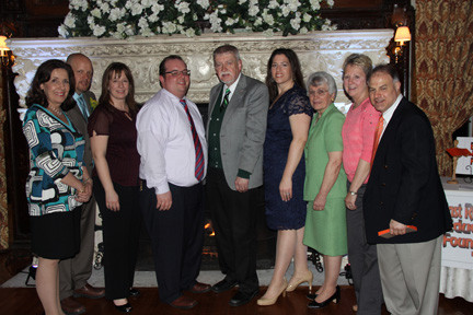 The East Rockaway Education Foundation Directors enjoyed the evening. Pictured from left were Linda Howarth, Hugh Howard, Kristin Ochtera, Recording Secretary Dan Caracciolo, President Richard Meagher, Dinner Dance Chairwoman Michelle Healy, Jane Brezenoff, Corresponding Secretary Lynn Gerken, and Ken Pacheco. Also present, but not pictured were EREF Vice President, and directors Vera Gallagher, Cathy Tierney, and Vicki Alspector.
