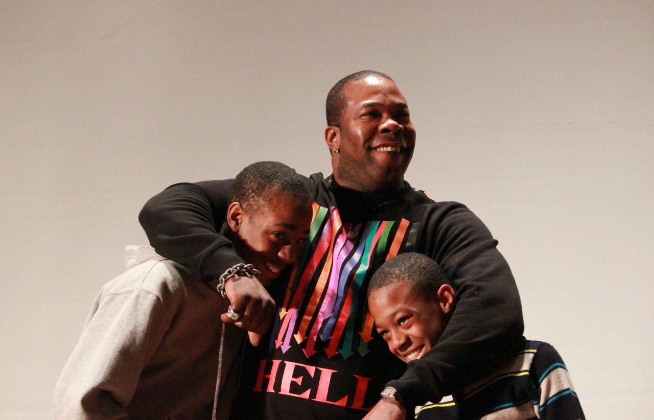 Busta Rhymes, pictured with his sons, BMS students T’khi and Trillian Wood-Smith, joined Melanie Martinez and several other musical performers with ties to Baldwin to make last Friday a thrilling one at the middle school. The surprise pep rally was intended to inspire students about to embark on the stressful state testing season, and included, in addition to musical numbers, motivational speeches and life advice.