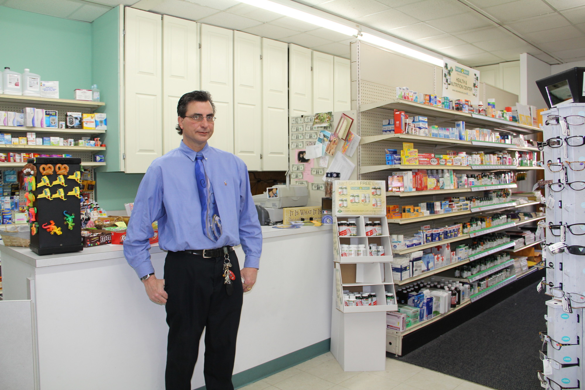 Bobby DeVivo, owner of Dale Drugs, hopes to move out of his temporary location and back to his old store on West Merrick Road by June or July.